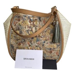Brahmin Marianna Large Leather Poppy Seed Allendale Designer Handbag pristine